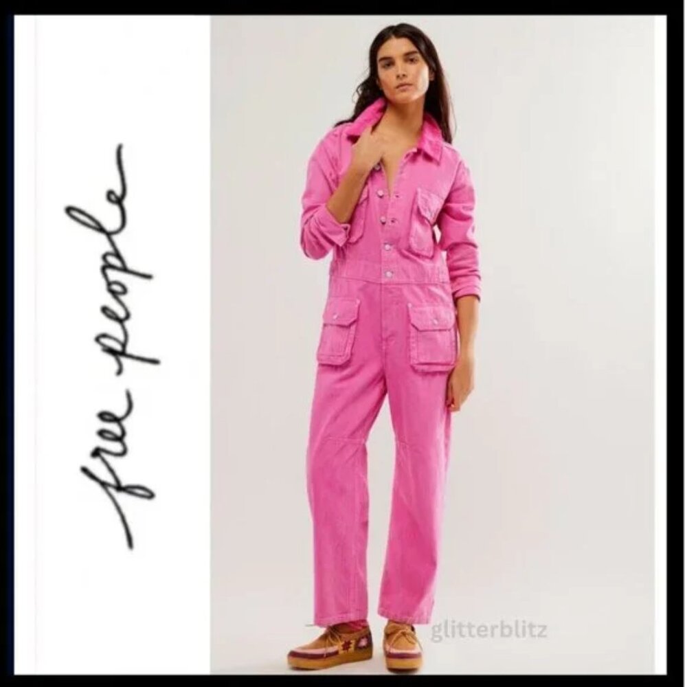 Free People Geronimo Jumpsuit Coverall We The Free - PINK -  Large - NEW